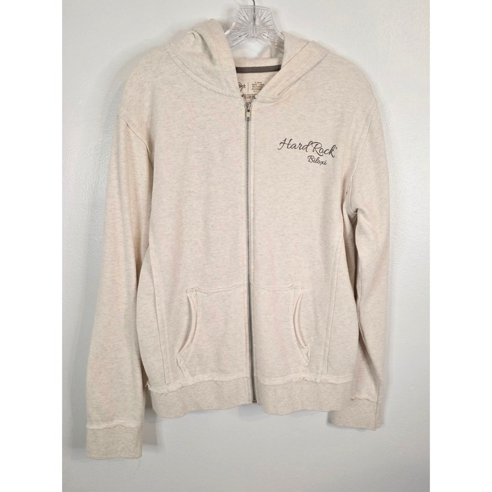 Hard Rock Hotel Biloxi Zip Up Hoodie Oatmeal Heather Graphic XL Mens